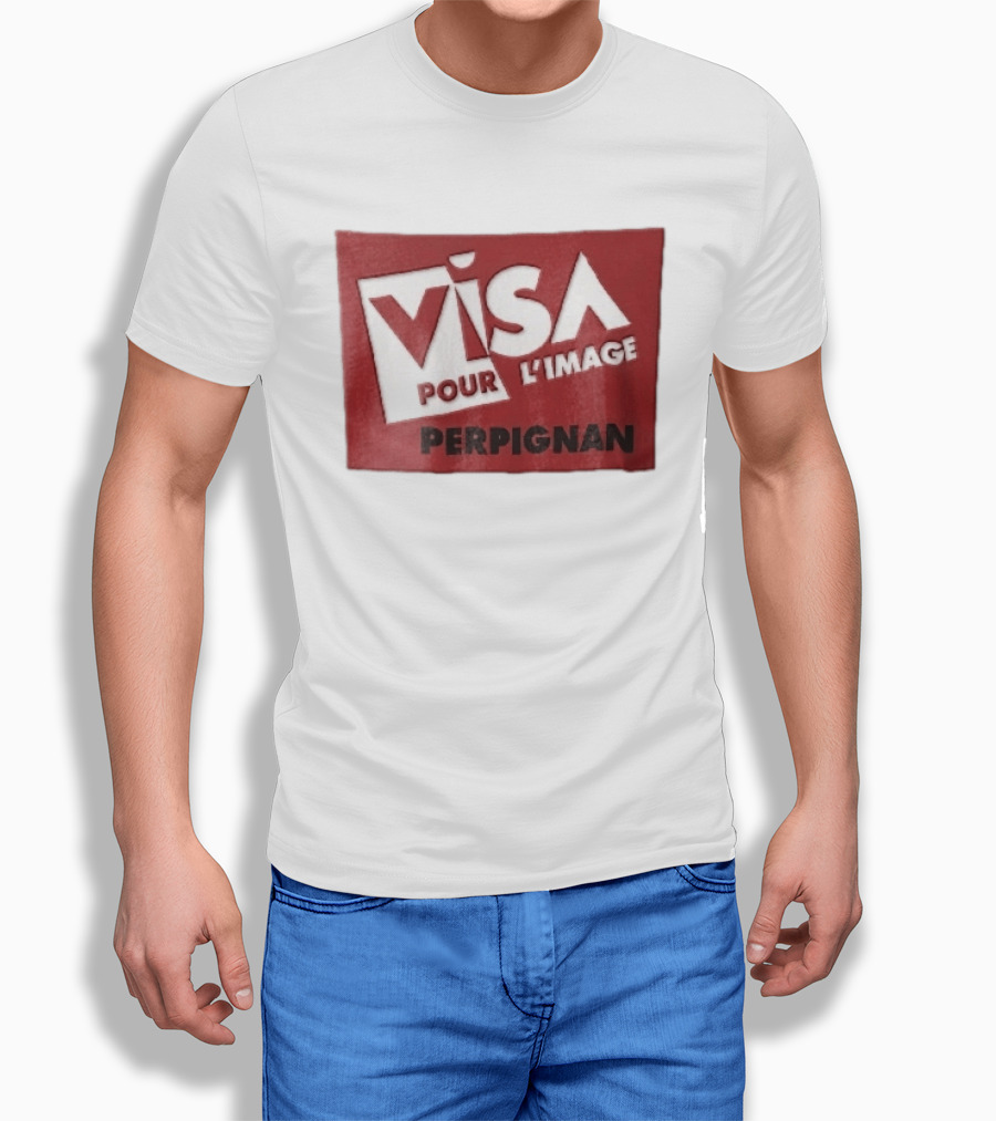 Visa Pour L'Image Perpignan Red Rectangular White Cutout T-Shirt