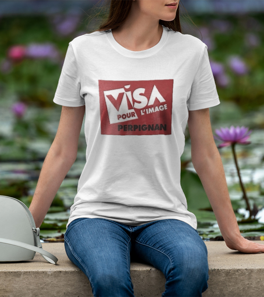 Visa Pour L'Image Perpignan Red Rectangular White Cutout T-Shirt