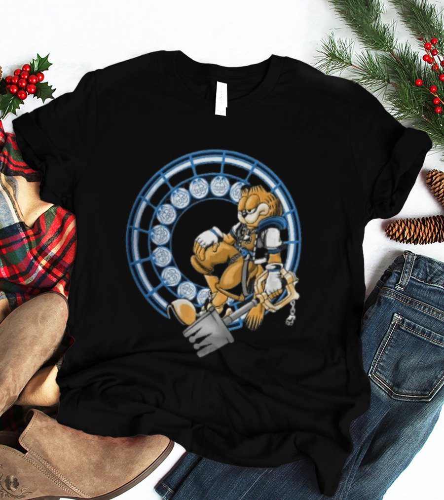 Kingdom Hearts Cat Keyblade Garfield Crossover Keyblade Wielder In Blue Circle T-Shirt