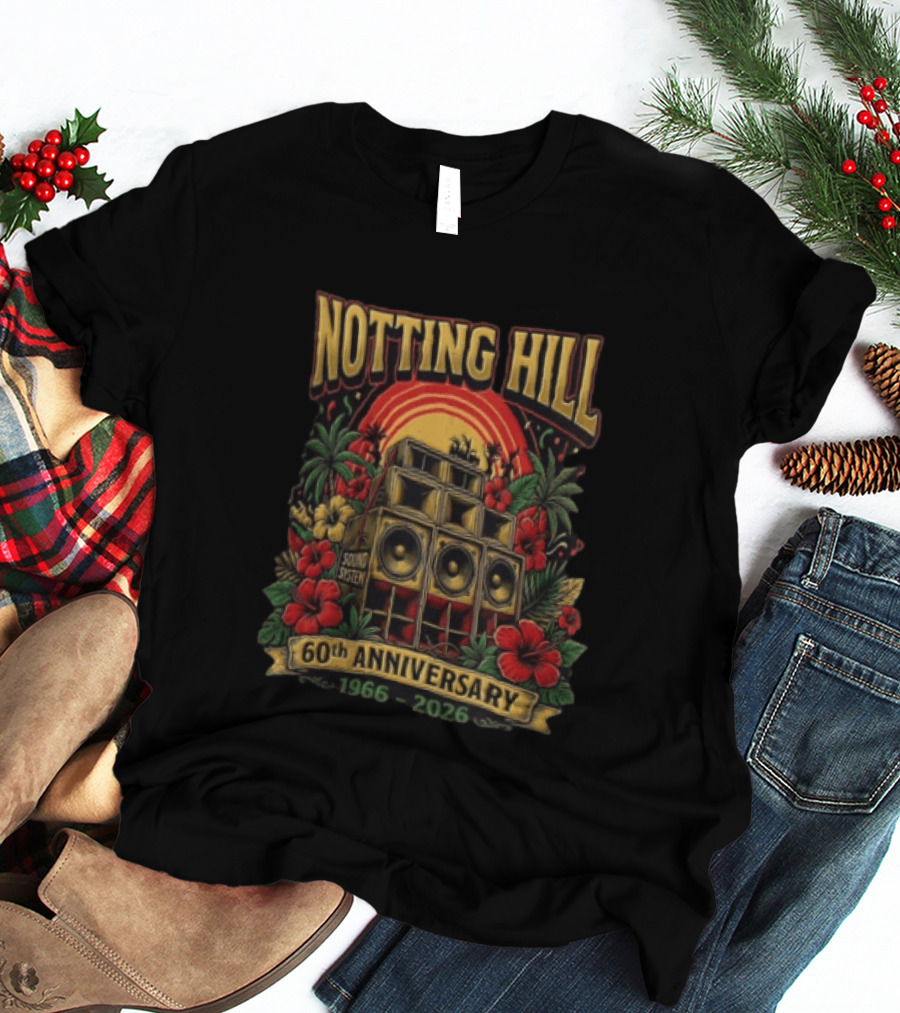 Notting Hill Carnival 60th Anniversary Sound System 1966 2026 Tropical Flowers Music Festival T-Shirt