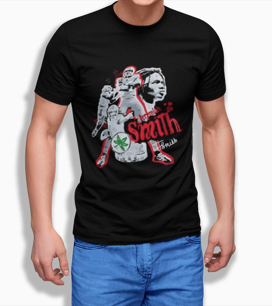 Ohio State Buckeyes NCAA Jeremiah J Smith Football Action Collage Ohio Stadium Bootleg T-Shirt