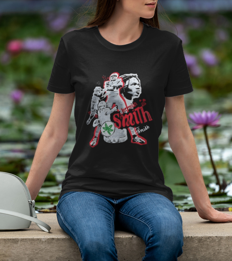 Ohio State Buckeyes NCAA Jeremiah J Smith Football Action Collage Ohio Stadium Bootleg T-Shirt