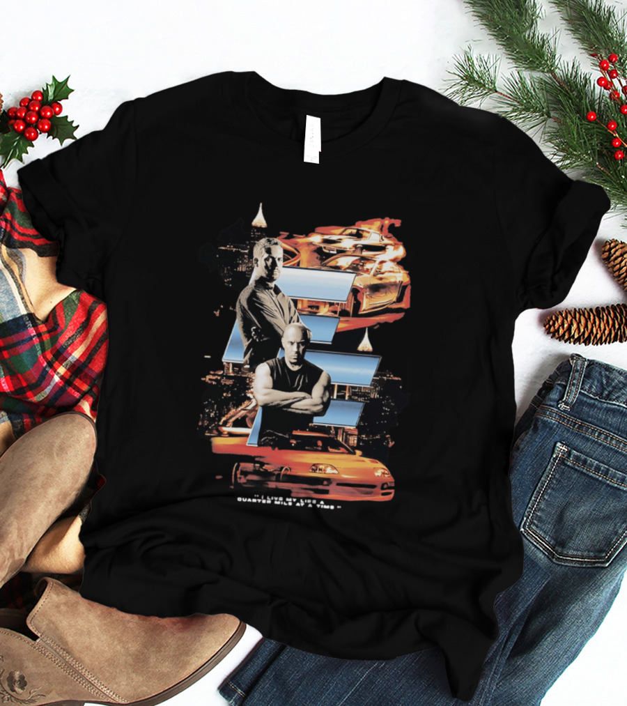 The Fast And The Furious Paul Walker Vin Diesel Cars And Cityscape T-Shirt