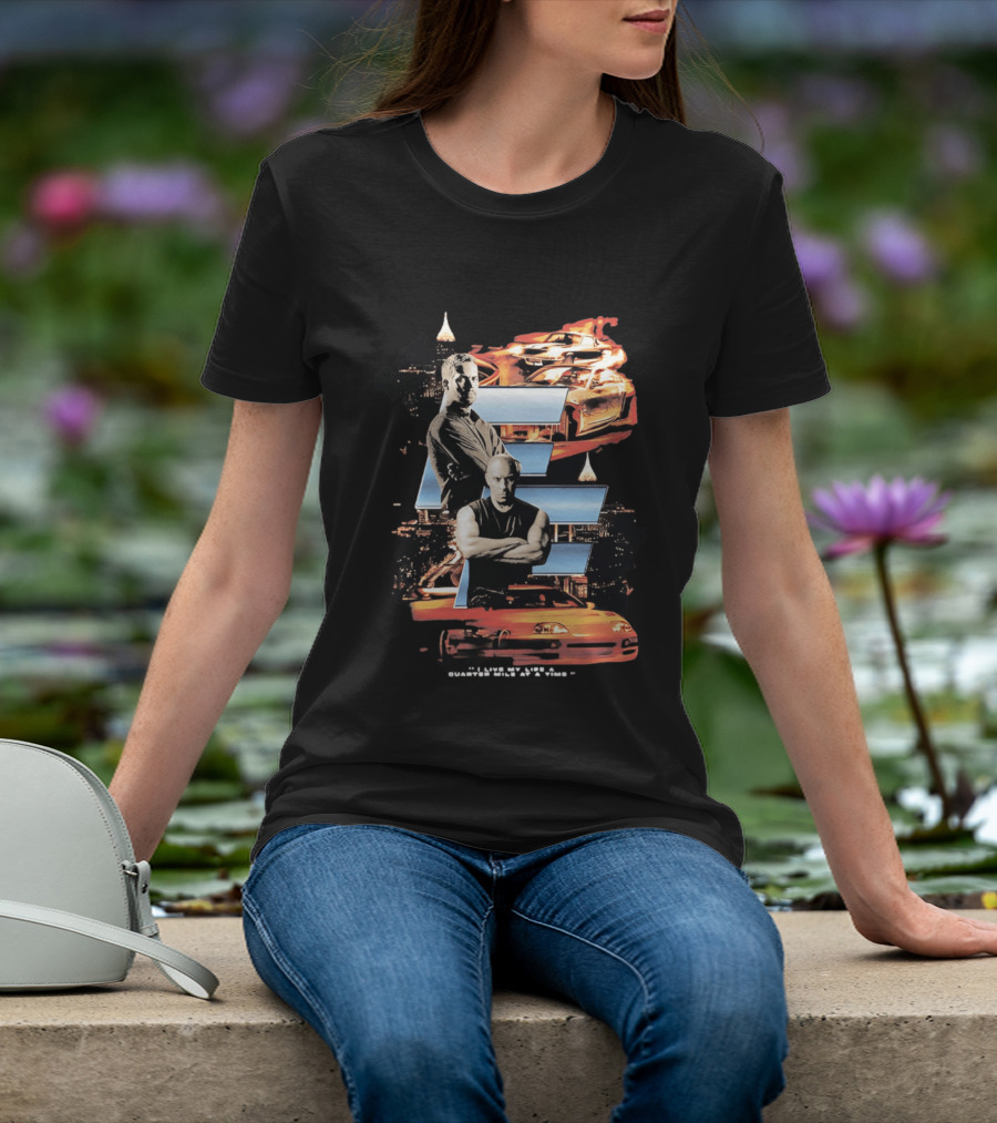 The Fast And The Furious Paul Walker Vin Diesel Cars And Cityscape T-Shirt