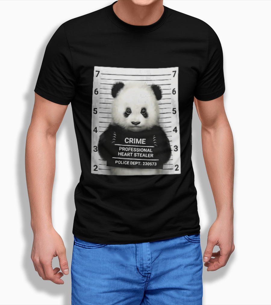Panda Crime Professional Heart Stealer Police Dept 230573 Shot Lineup T-Shirt