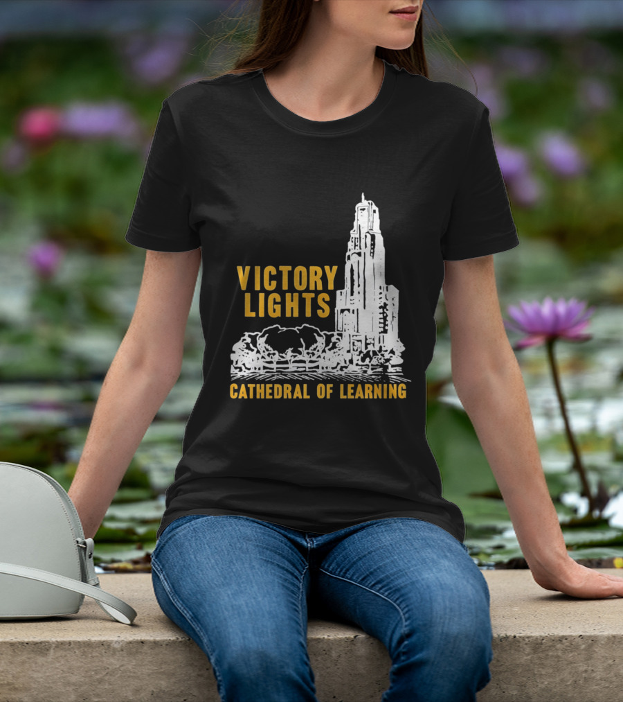 Victory Lights Cathedral Of Learning Pittsburgh Panthers T-Shirt