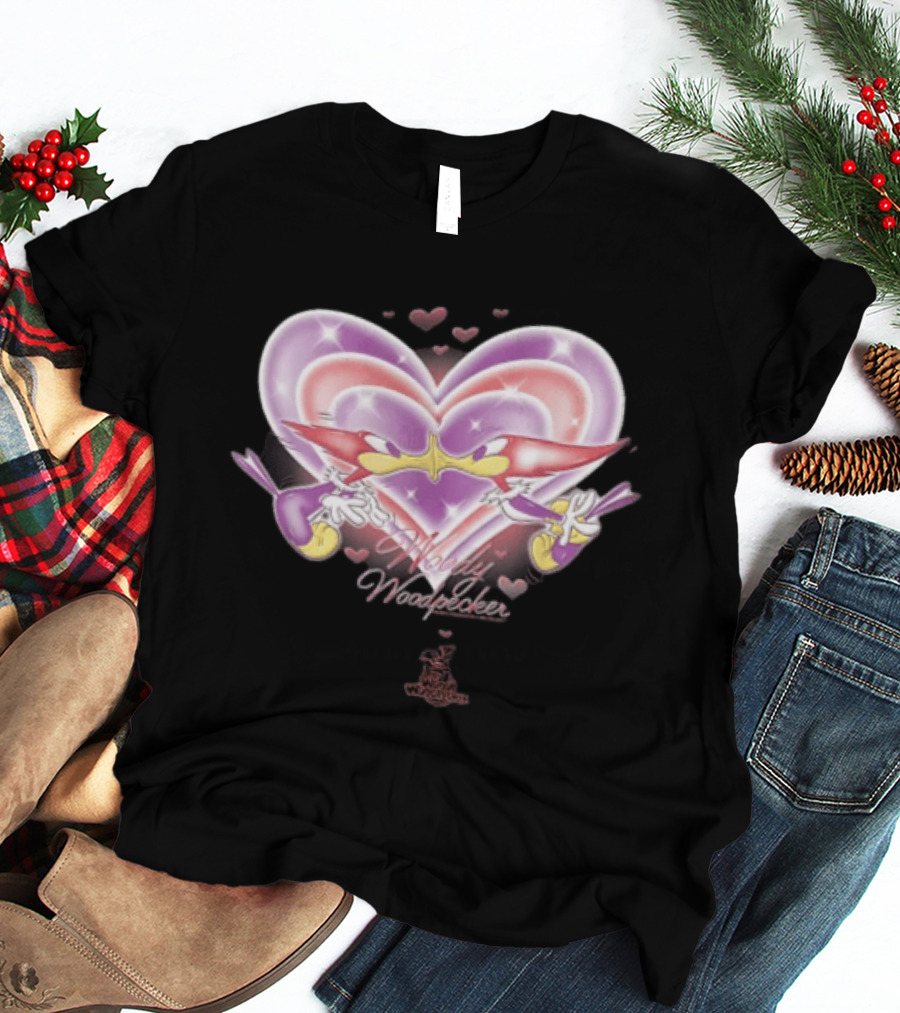 Winnie Woodpecker Woody Kissing Cartoon Birds Heart T-Shirt