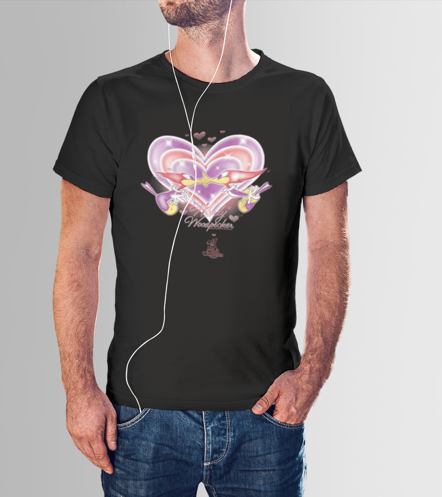 Winnie Woodpecker Woody Kissing Cartoon Birds Heart T-Shirt