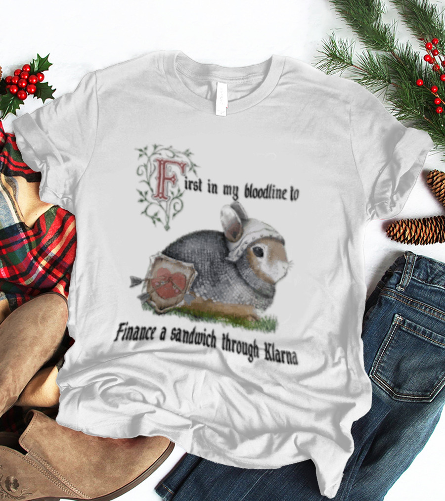 First In My Bloodline To Finance A Sandwich Through Klarna Knight Bunny Chainmail Shield T-Shirt