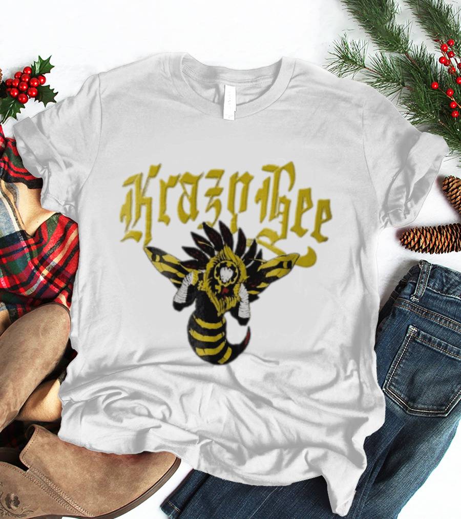 Krazy Bee Fighter Yellow Black Illustrated Bee T-Shirt