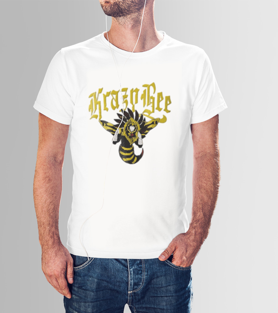 Krazy Bee Fighter Yellow Black Illustrated Bee T-Shirt