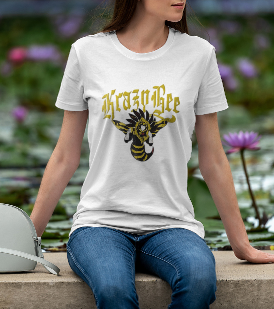 Krazy Bee Fighter Yellow Black Illustrated Bee T-Shirt