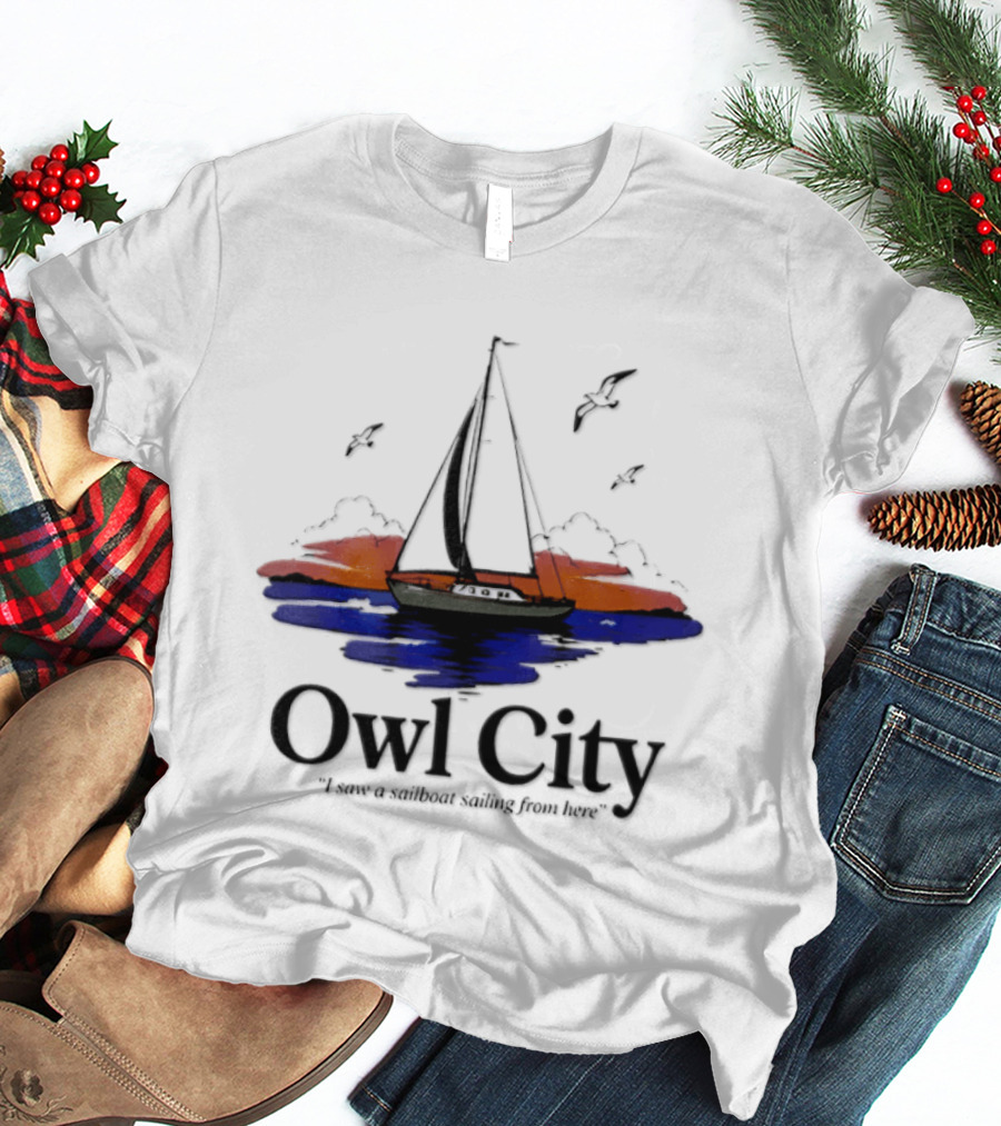 Owl City Smooth Sailing Scenic Sunset Adventure T-Shirt