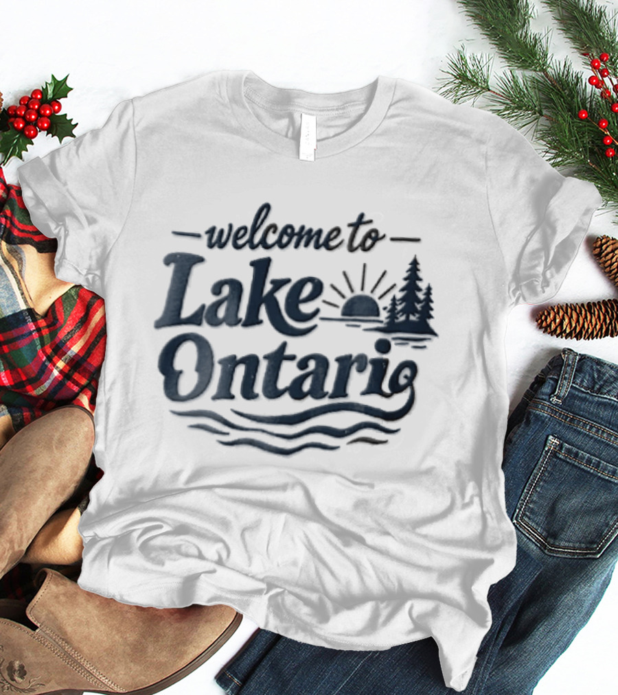 Welcome To Lake Ontario Sunset With Trees And Waves T-Shirt