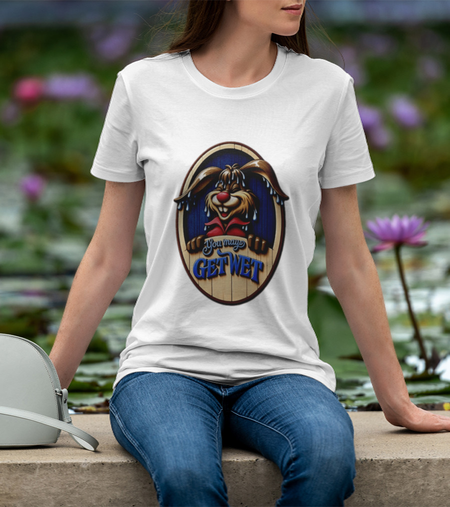 You May Get Wet Bunny Rabbit Cartoon Dripping Ears T-Shirt