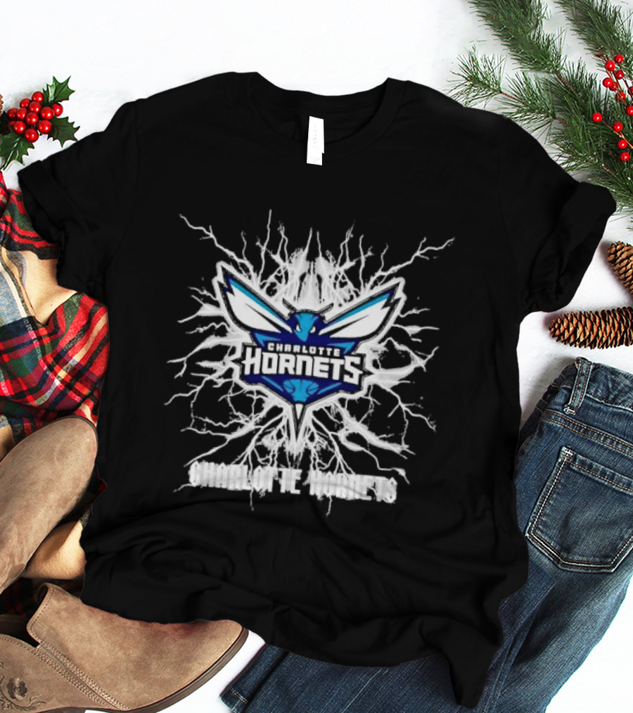 Charlotte Hornets Basketball Team Lightning Bolt T-Shirt