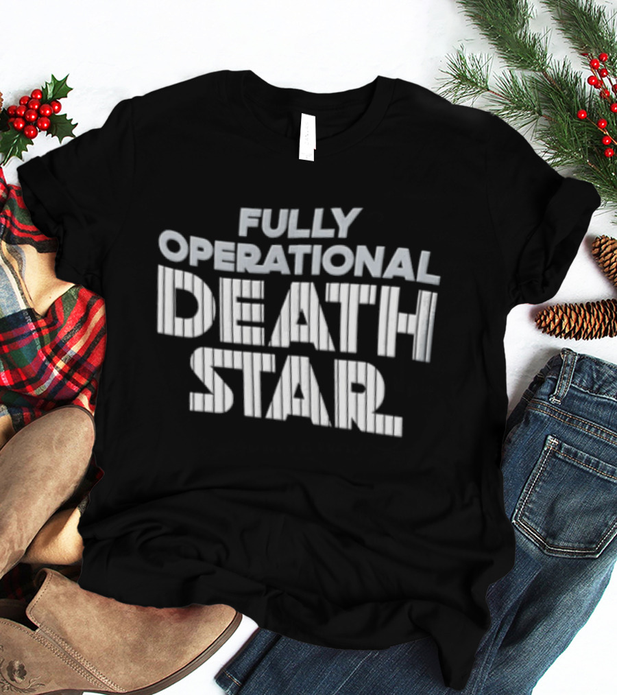 Death Star Fully Operational Pinstripe Lettering Roto Wear T-Shirt
