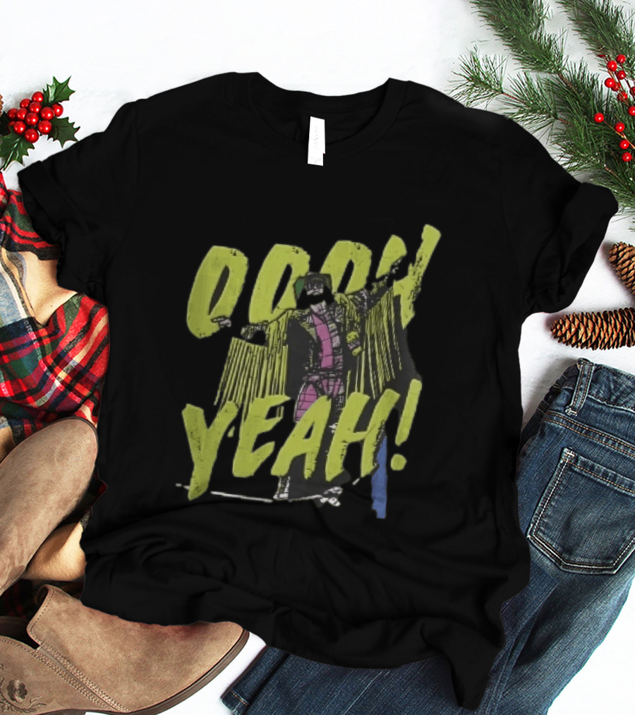 Oooh Yeah Macho Man Randy Savage Wrestler Outstretched Arms Fringed Jacket Distressed Green T-Shirt