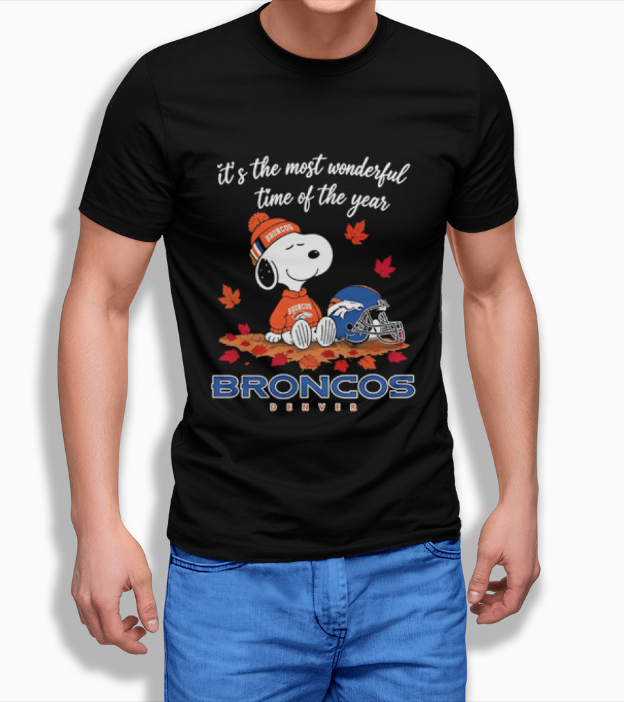 Snoopy Broncos Denver It's The Most Wonderful Time Of The Year Autumn Football T-Shirt