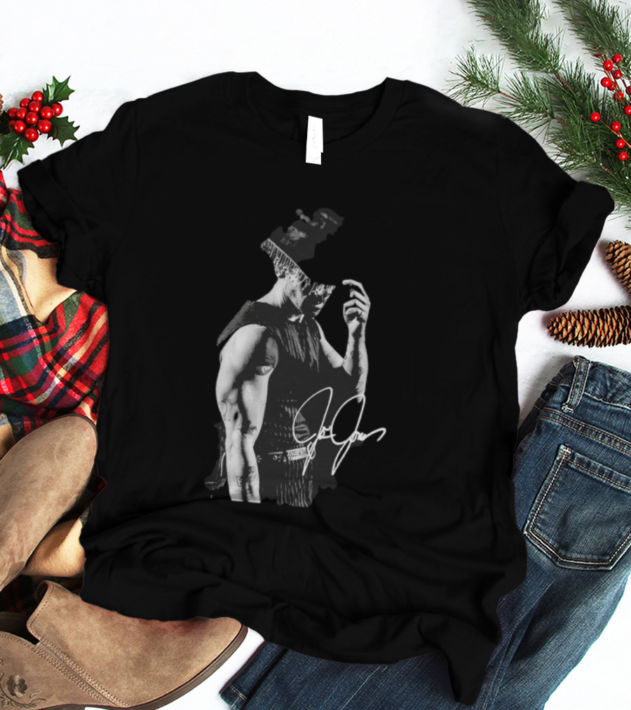 Joe Jonas Signature Black And White Cowboy Hat T-Shirt