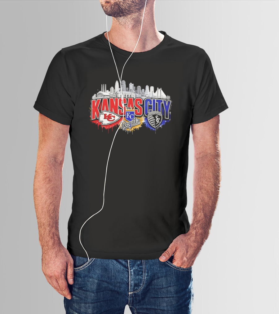 Kansas City Chiefs Royals Sporting KC Skyline Fan T-Shirt