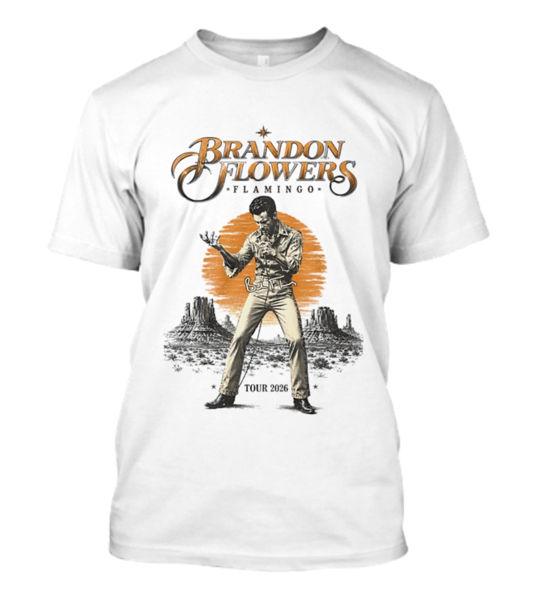 Brandon Flowers Flamingo Tour 2026 Vintage Western Vibes T-Shirt