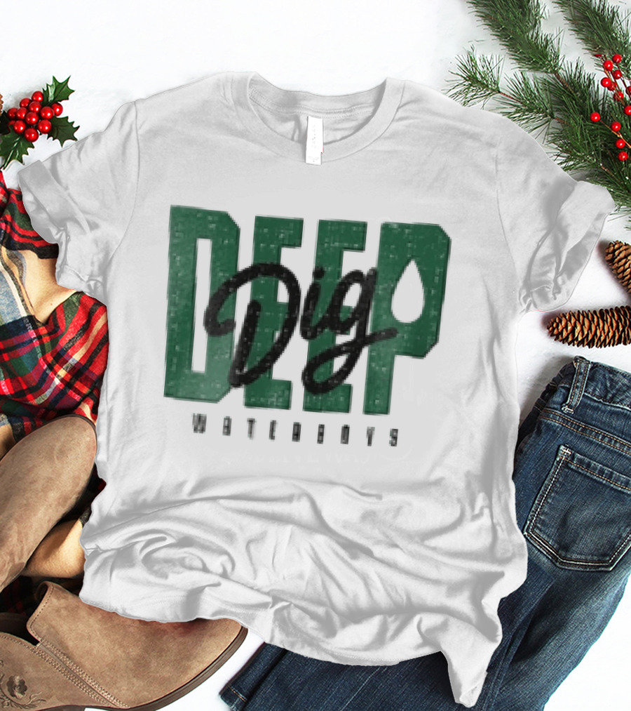 Dig Deep Waterboys Distressed Green Block Water Droplet T-Shirt
