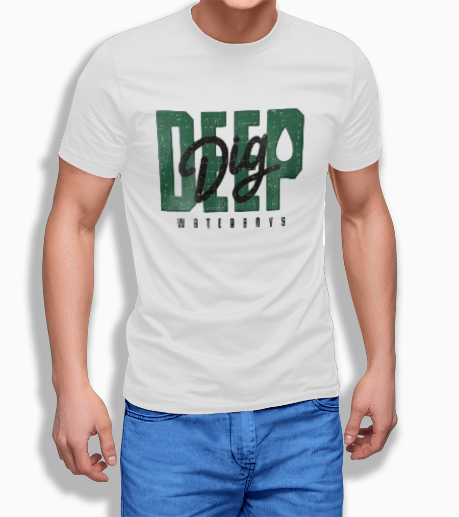 Dig Deep Waterboys Distressed Green Block Water Droplet T-Shirt