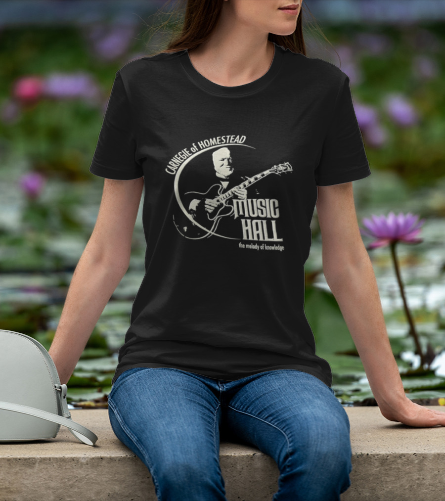 Carnegie Homestead Music Hall Stencil Archtop Guitar Sketch T-Shirt
