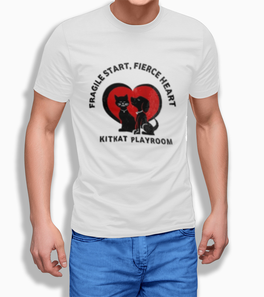 Fragile Heart Fierce Start Kitkat Playroom Black Cat And Dog T-Shirt