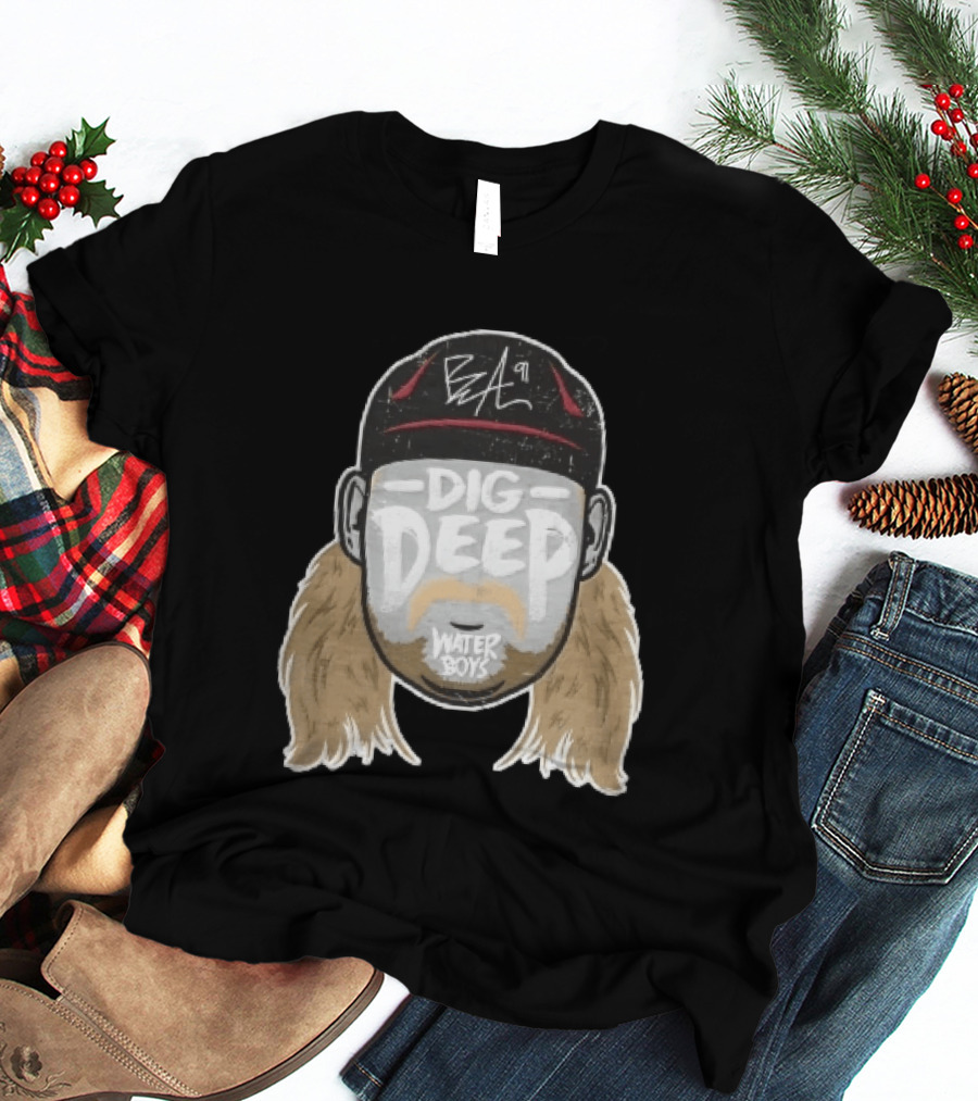 Waterboys Dig Deep Chris Long Mullet Mustache Cap Caricature T-Shirt