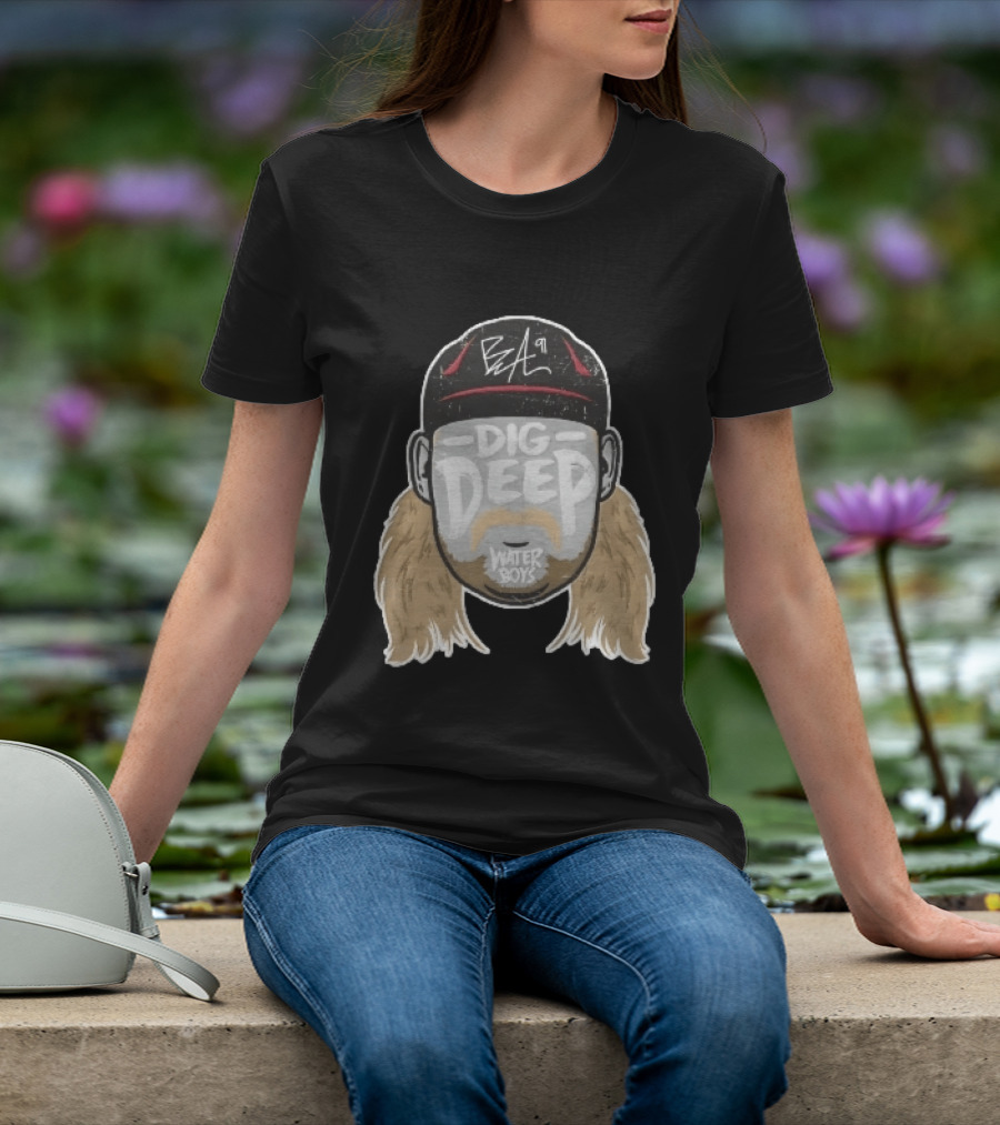 Waterboys Dig Deep Chris Long Mullet Mustache Cap Caricature T-Shirt