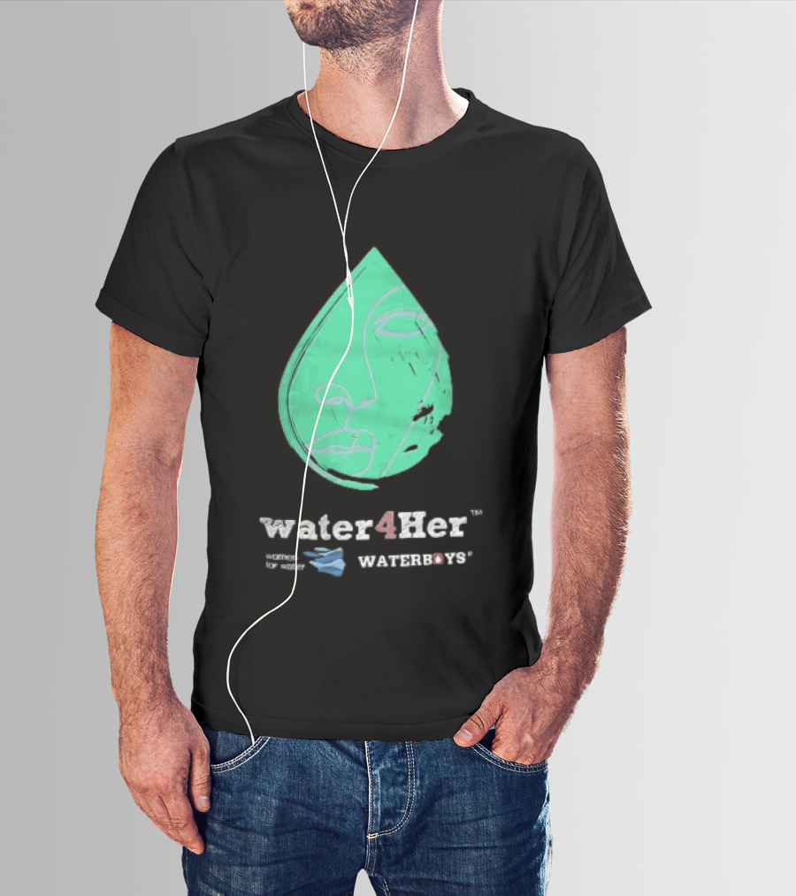 Water4Her Waterboys Green Waterdrop Line Face Women For Water T-Shirt
