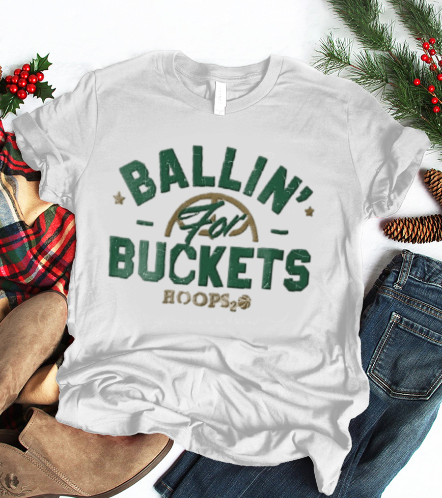 Ballin' For Buckets Hoops2o Distressed Basketball Rim Water Drop Stars T-Shirt