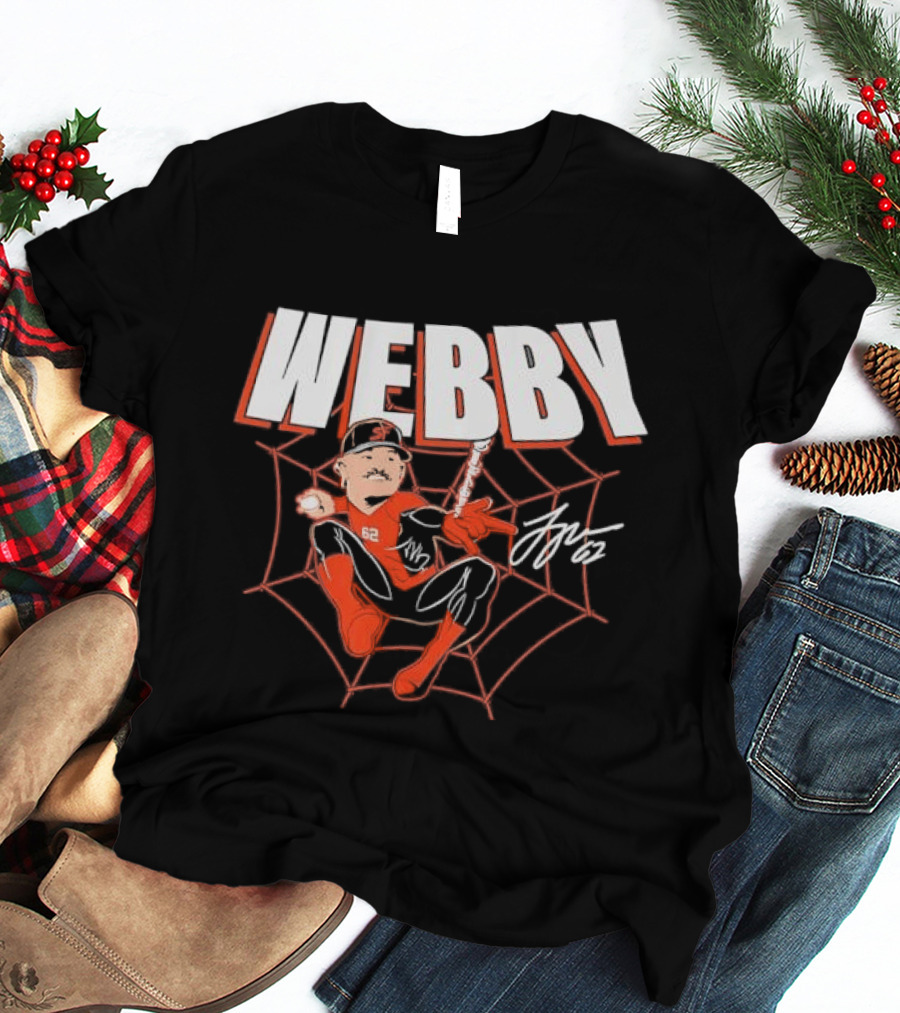 WEBBY Spider Web Baseball Player 62 Red Jersey Signature T-Shirt