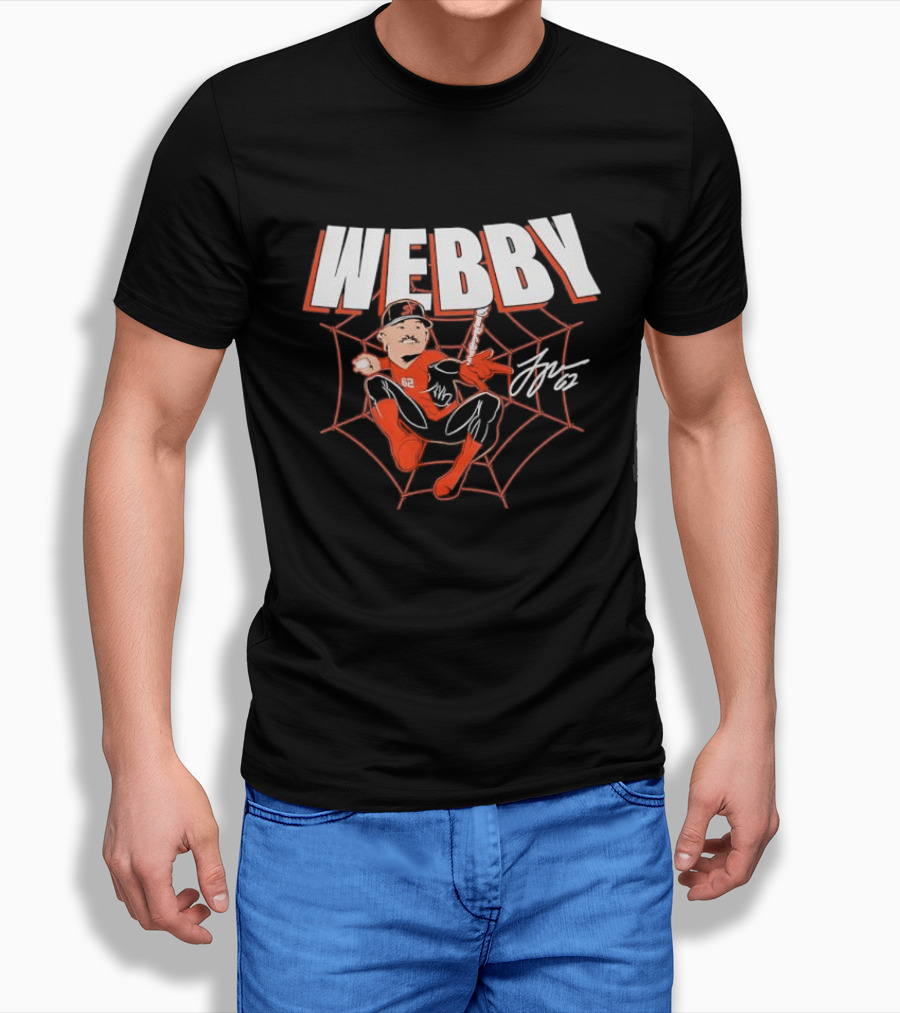 WEBBY Spider Web Baseball Player 62 Red Jersey Signature T-Shirt