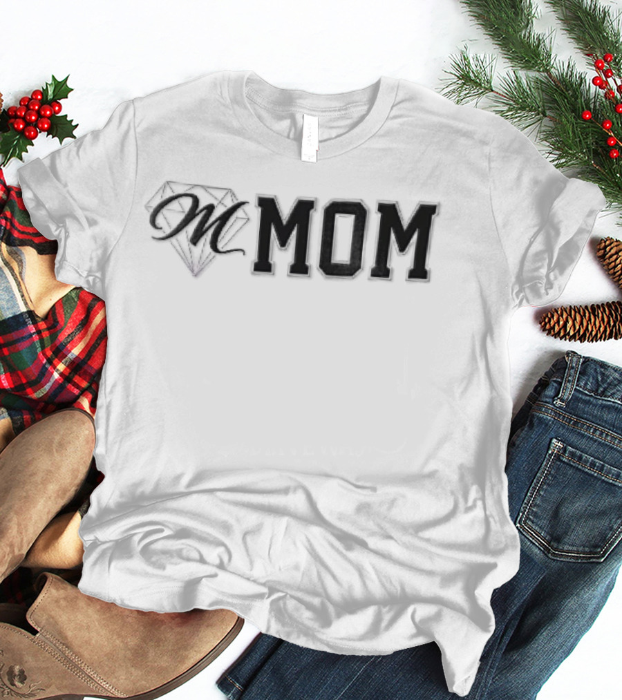 Diamond M Mom Script Varsity Block Font T-Shirt
