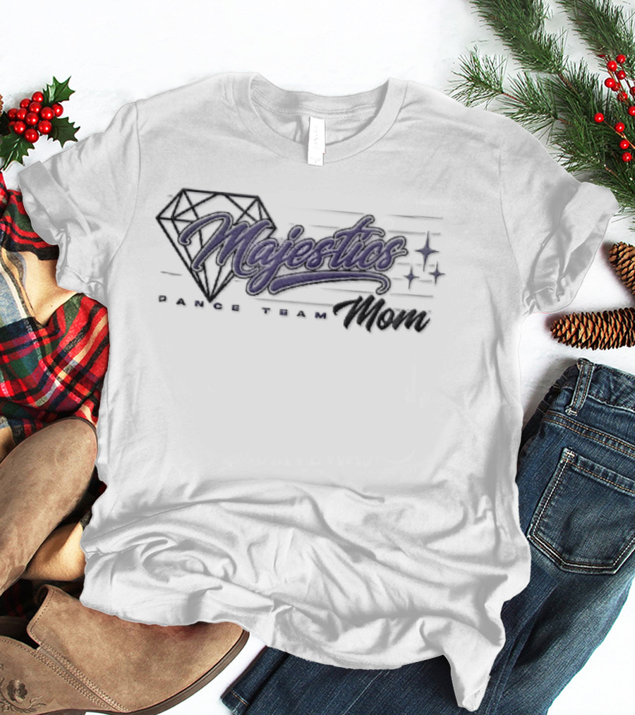 Majestics Dance Team Mom Diamond Line Sparkles Purple Script T-Shirt
