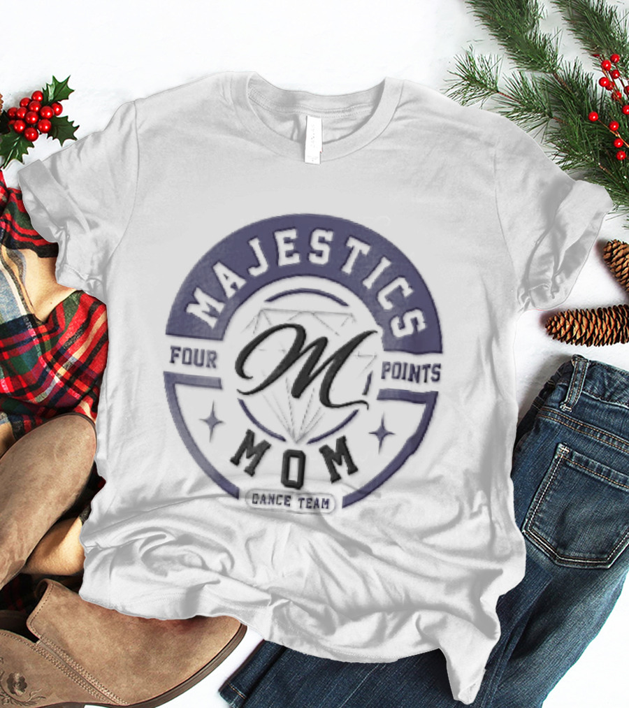 Majestics Mom Dance Team Cursive M Diamond Circle T-Shirt
