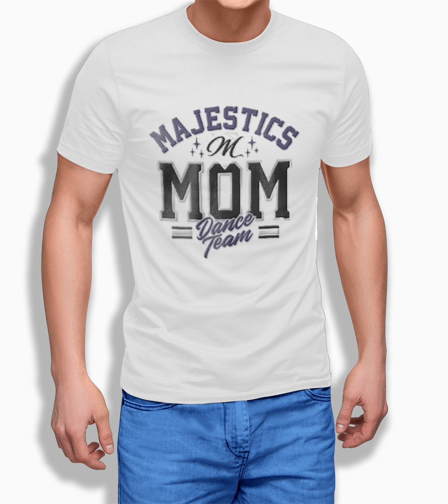 Majestics Mom Dance Team Sparkling Script Letter M T-Shirt