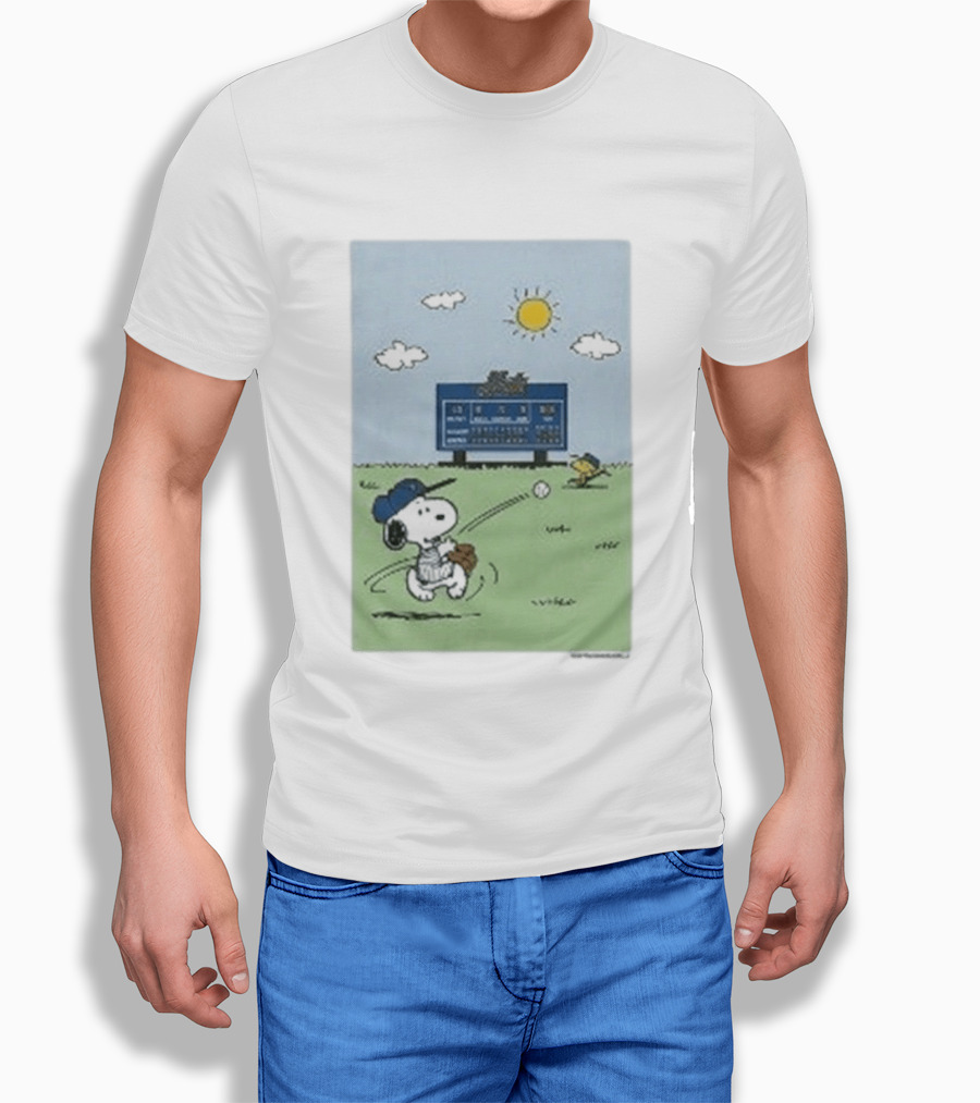 New York Mets Snoopy Peanuts Baseball Collaboration T-Shirt