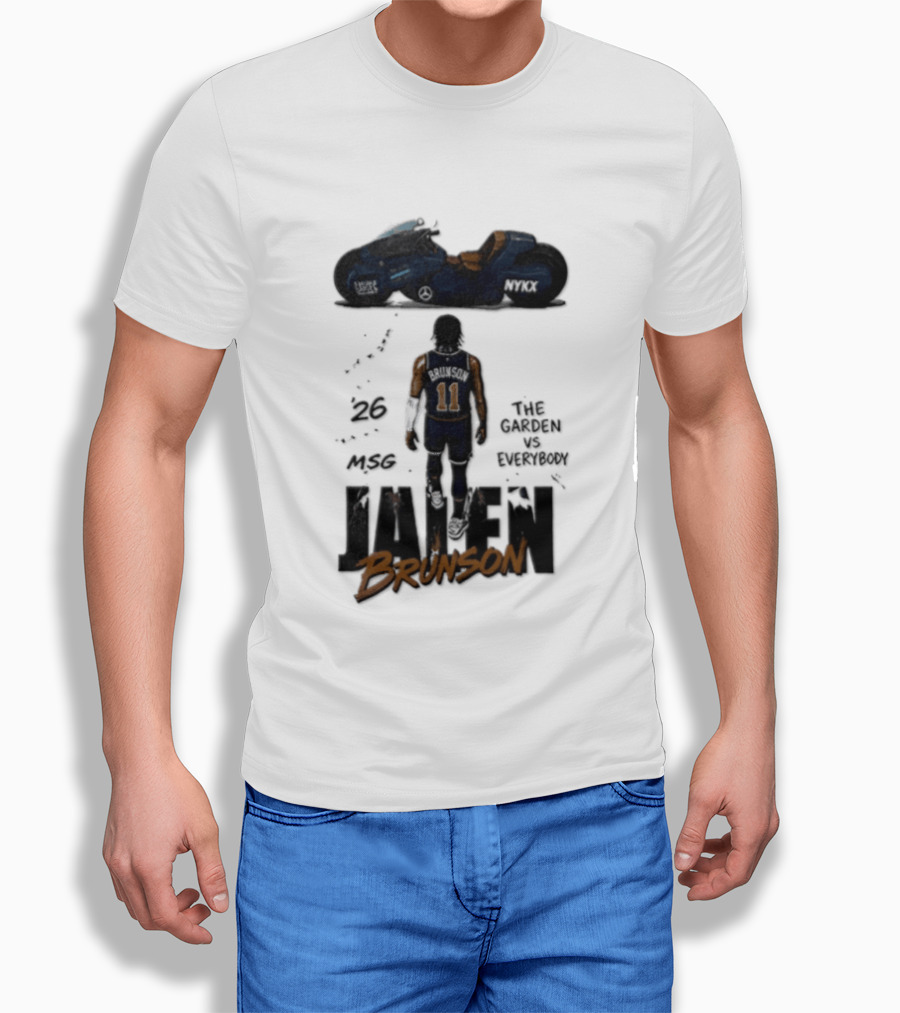 Jalen Brunson 26 The Garden NYKX MSG Vs Everybody Akira Motorcycle T-Shirt