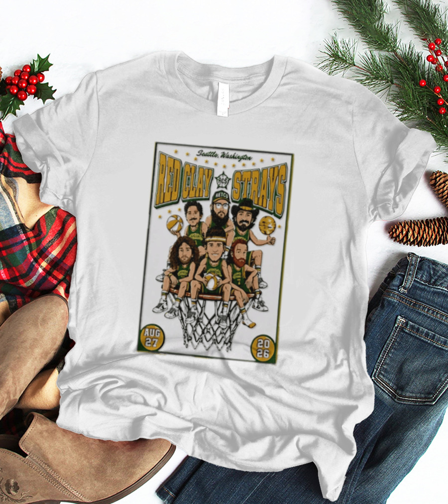 Seattle Washington Aug 27 2026 Red Clay Strays Basketball Tour T-Shirt