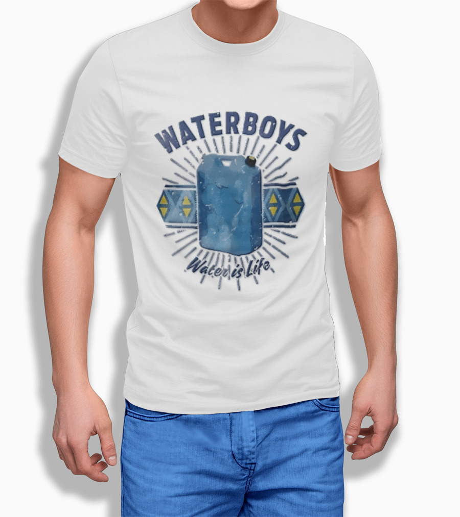 Waterboys Water Is Life Blue Container Geometric Sunburst T-Shirt