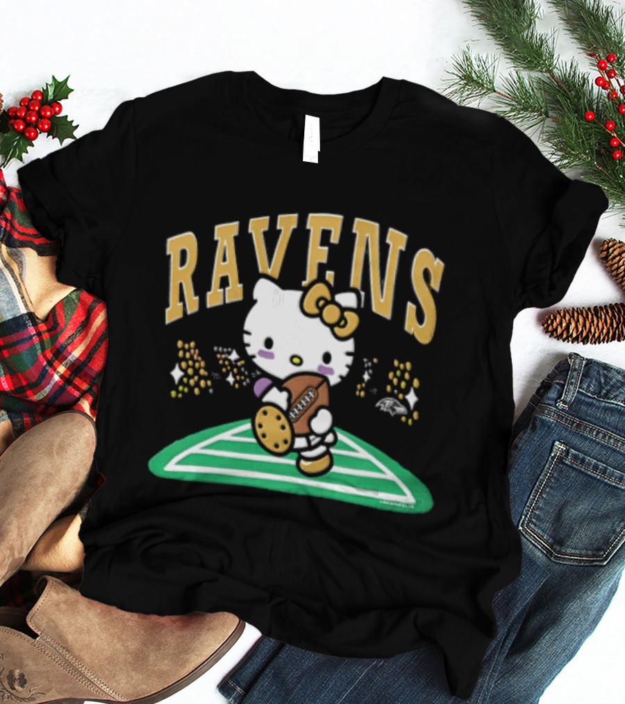 Hello Kitty Baltimore Ravens Football Collaboration T-Shirt