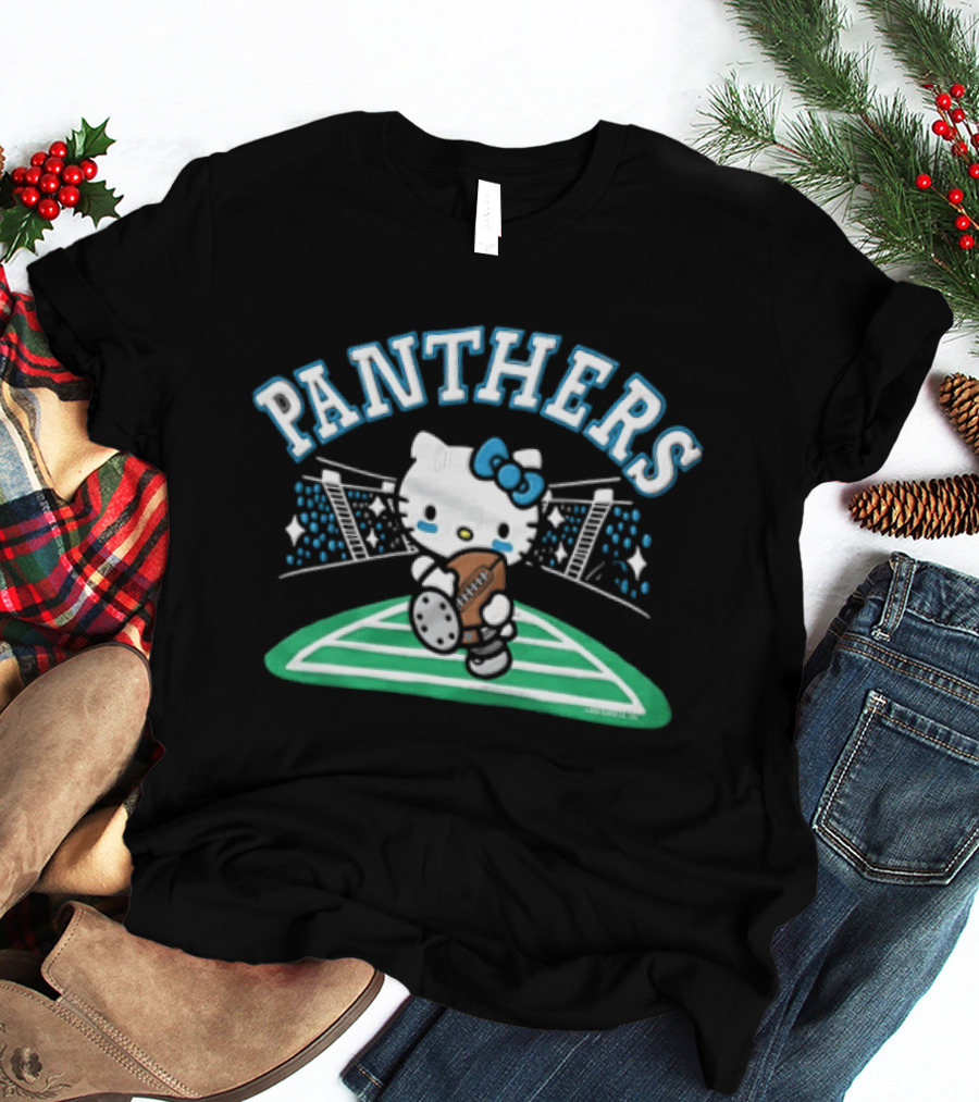 Hello Kitty Carolina Panthers Football Collaboration T-Shirt