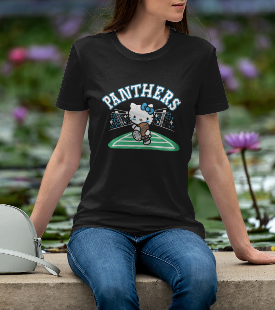 Hello Kitty Carolina Panthers Football Collaboration T-Shirt