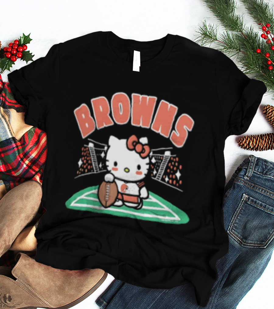 Hello Kitty Football Collaboration With Cleveland Browns T-Shirt