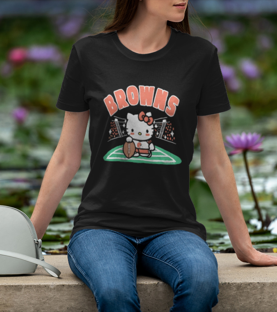 Hello Kitty Football Collaboration With Cleveland Browns T-Shirt