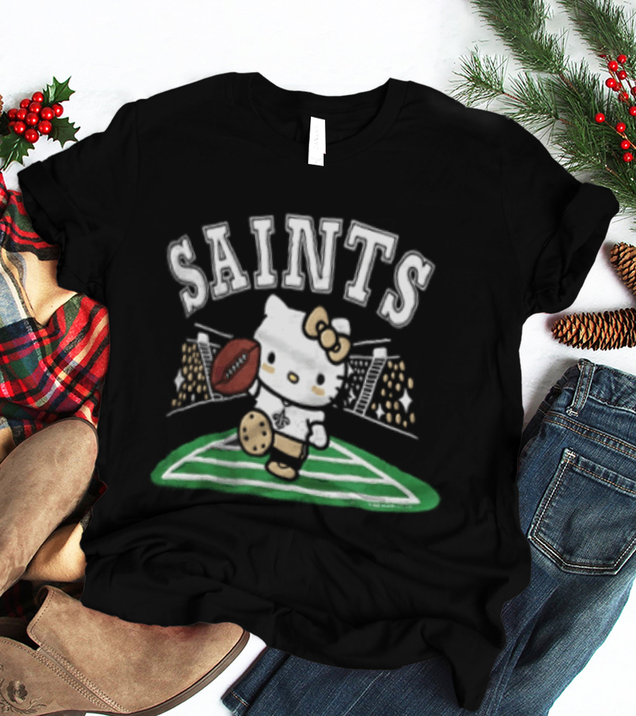 Hello Kitty New Orleans Saints Football Mascot Fan Gear T-Shirt